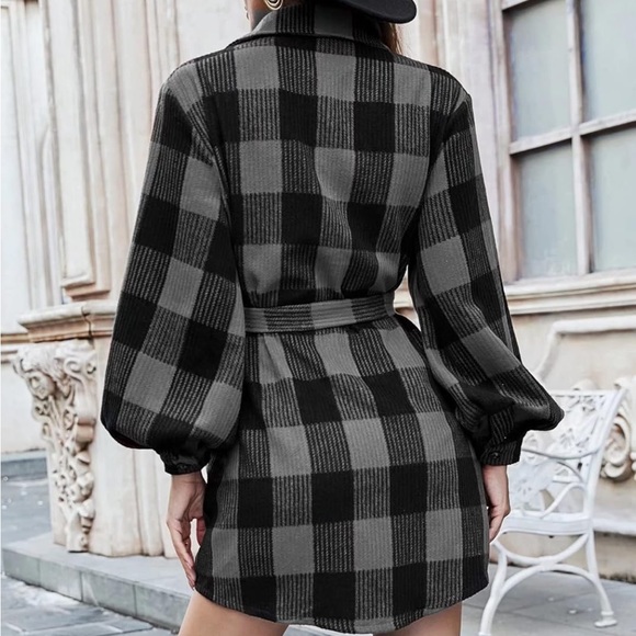 TIE WAIST PLAID JACKET
